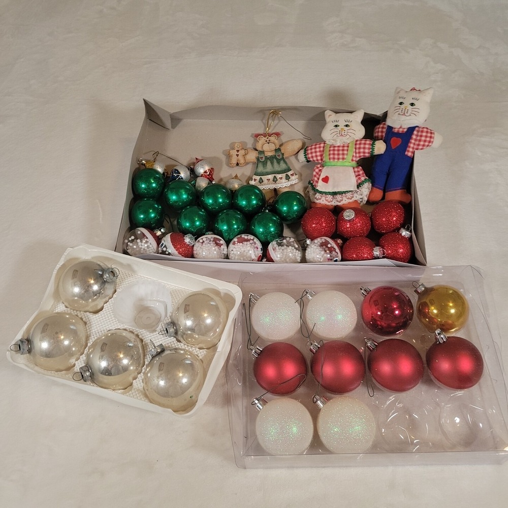 Mini Glass Bulb Christmas Ornaments Vintage Balls +15 Larger Glass Balls Ect.